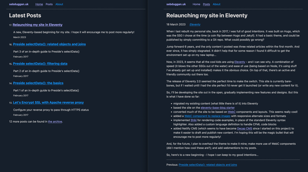 A screenshot of the old site, showing how dull and uninspired it was